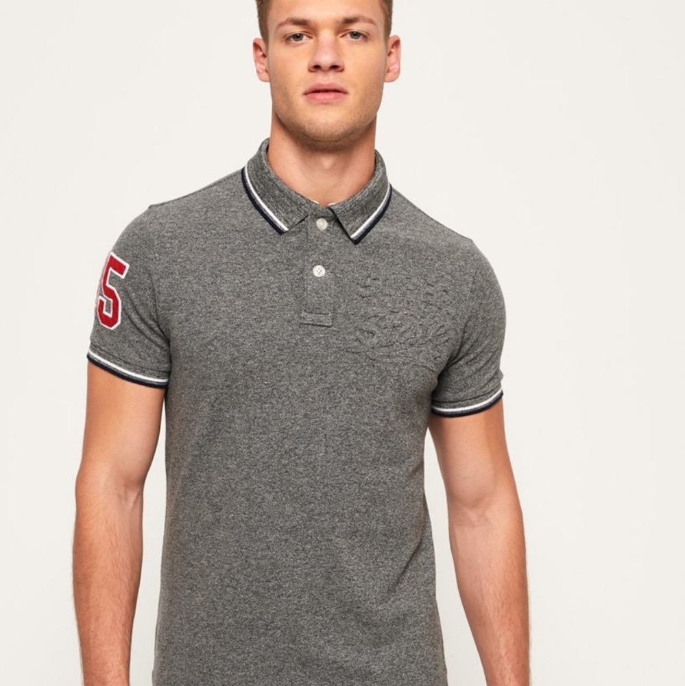 Superdry, tri color state polo, grey